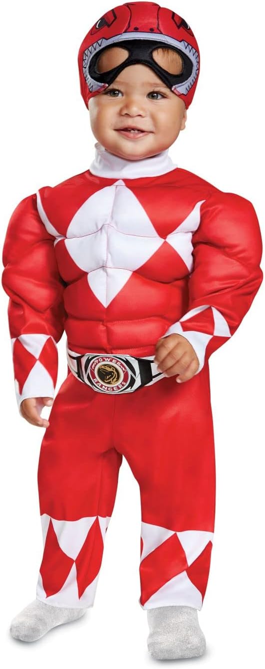 Disguise Red Ranger Toddler Muscle Child Costume, Red, Medium/(3T-4T)