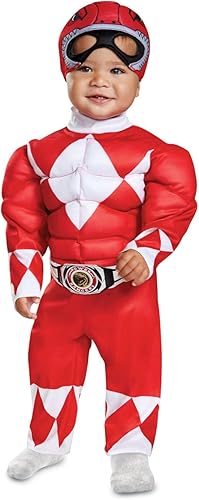 Miniatura 6 de Disguise Red Ranger - Disfraz infantil musculoso para niño, rojo, M/(3T-4T)