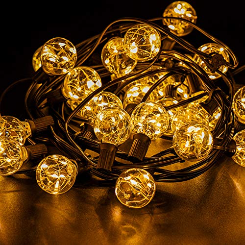 Newpow Flickers Led Outdoor String Lights 36Ft With 32 Globe Bulbs Shatterproof Waterproof For Backyard Gazebo Porch Camper Indoor/Outdoor Decoration And Lighting Warm 2700K 4.5V Voltage #TOP1