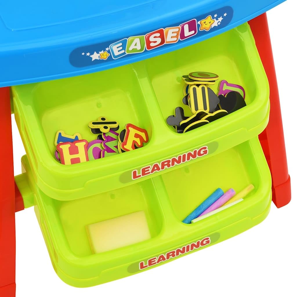 Mangloder - Set di cavalletto bifacciale per bambini, con lavagna magnetica e lavagna, include lettere, numeri, colori, strumenti di scrittura per l'apprendimento creativo e il gioco nella cameretta