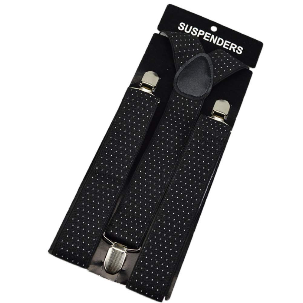 YMXBSBDBraces Larger Mens Suspender 3.5Cm Suspenders For Women Dot Black Clip-On Y-Back Braces Elastic 110Cm