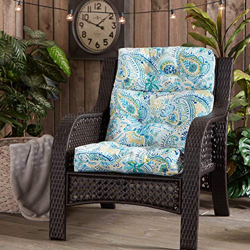 South Pine Porch Outdoor High Back Chair Cushion, Baltic Paisley #TOP1