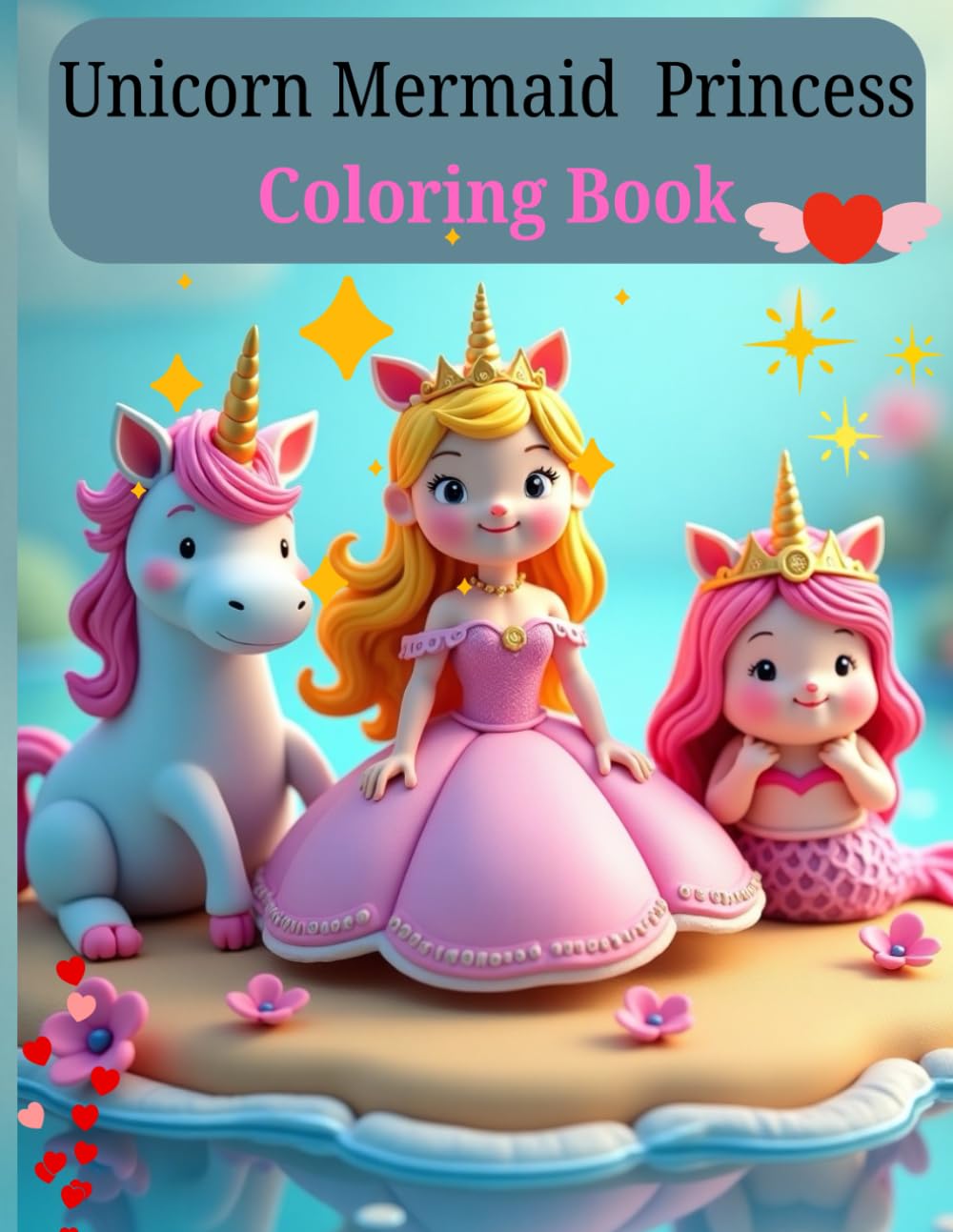 Unicorn, Mermaid & Princess: Cute, Fun and Magical Coloring Book For Kids Ages 3-6: Coloring Book of Unicorns, Mermaids & Princesses: Fun Art Adventures for Kids