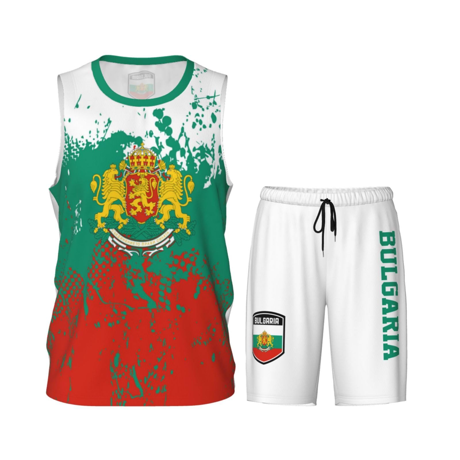 Bulgaria Flag Grain (1) Basketball Jersey Uniform Suit for Men Women Adults Training Athletic Set