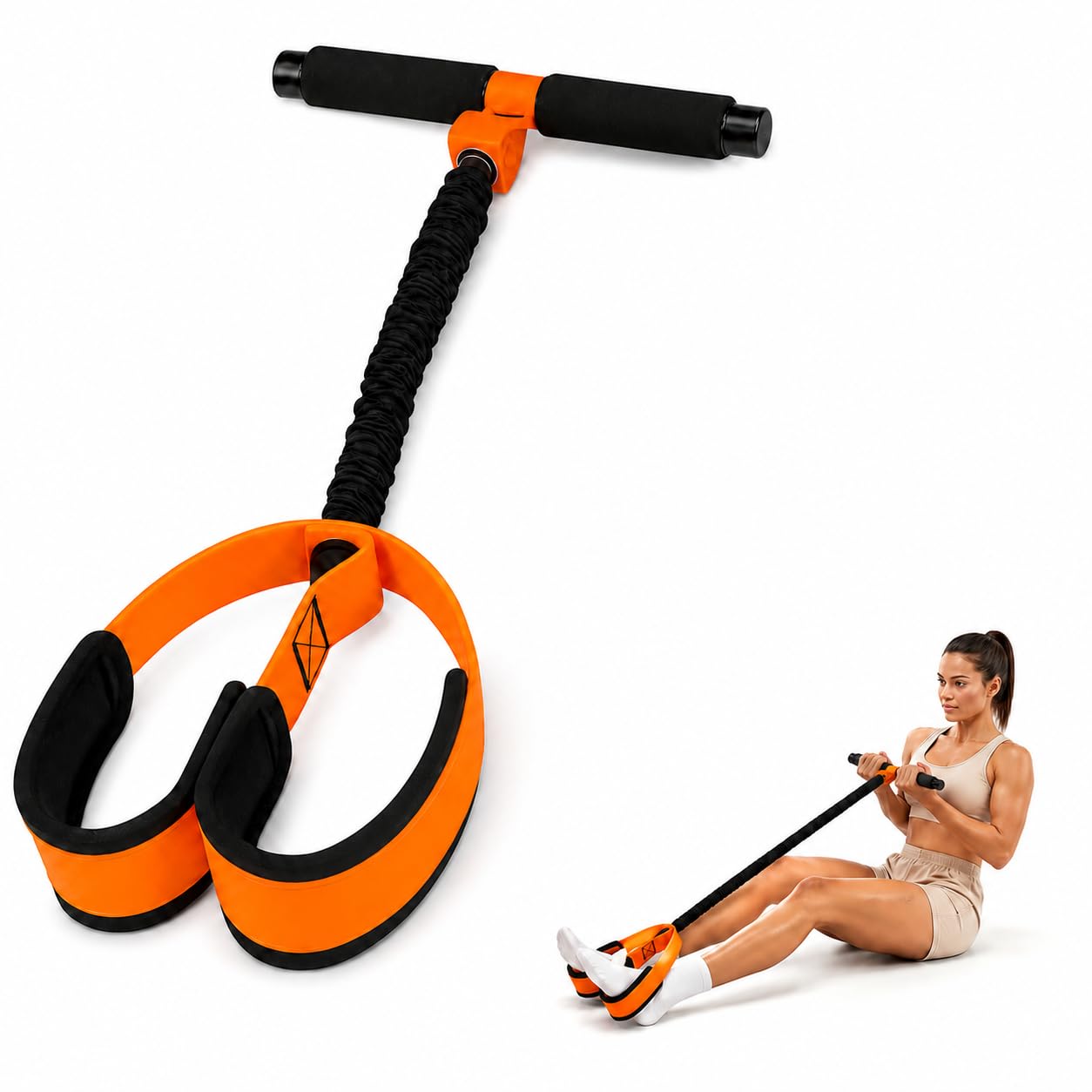 Resistance Band with Handles for Workout at Home, Orange