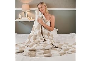 QQP Beige Checkered Throw Blanket