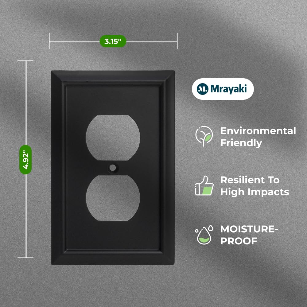 Black Bamboo Outlet Covers - Stylish & Durable Wall Plates -2