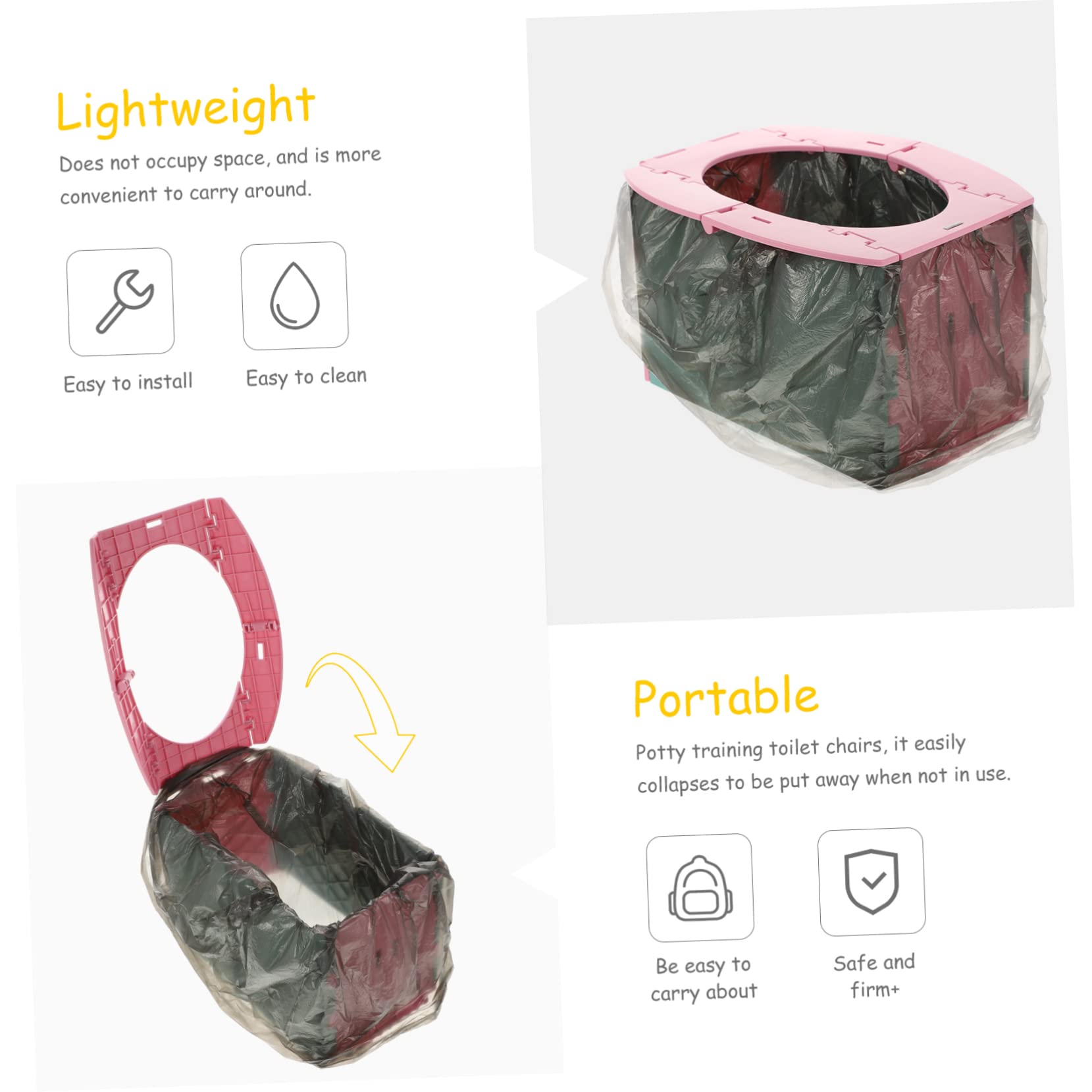 Yardwe Portable Travel Toilet Seat for Lightweight Folding Design for Easy Carrying for Road Trips and Outdoor Use Helps Gain Independence Potty Training