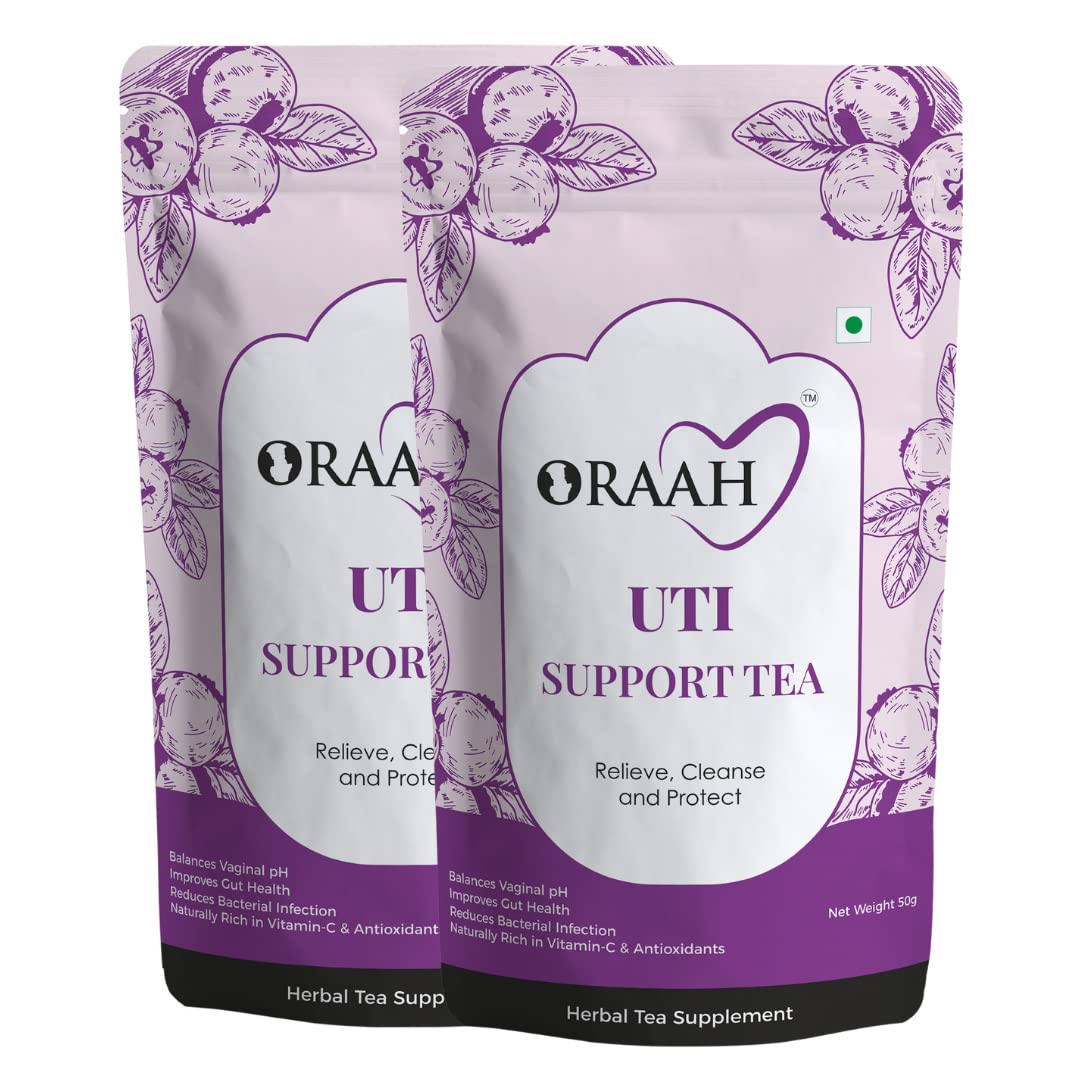 ORAAH UTI Support Tea I Balances Vaginal PH I Improves Gut Health (Cranberry Flavor, 50Gm) (Pack 2)