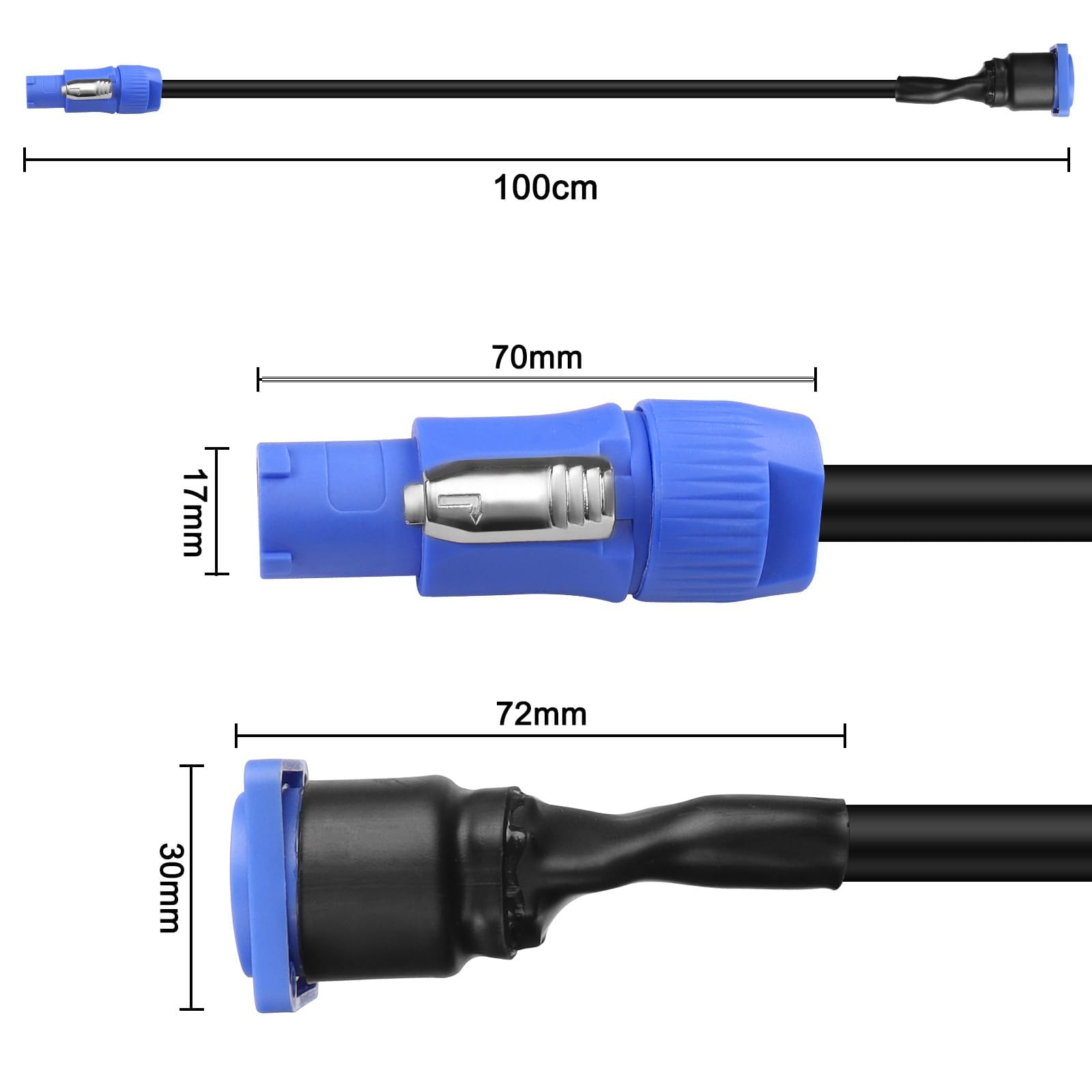 Buy XMSJSIY Powercon 3 Pin Powercon Cable Connector Male to Female