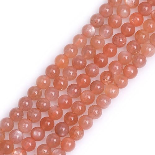 Gem-Inside - Cuentas redondas sueltas de piedra lunar naranja arcoíris de 0.15 pulgadas (0.157 in) para hacer joyas, 15 pulgadas