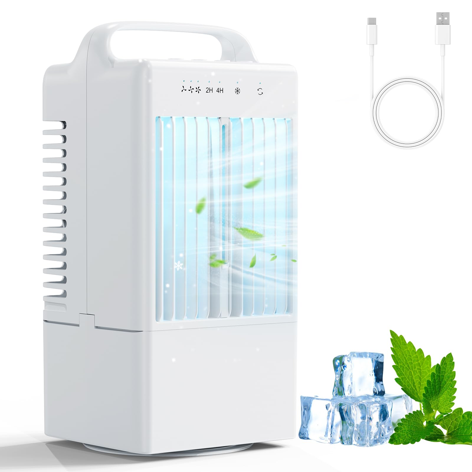Evacuation Climatiseur Mobile, Rafraichisseur d'air Silencieux avec Vitesses, Oscillation, Modes de Brumisation pour Cuisine Chambre, Bourgogne