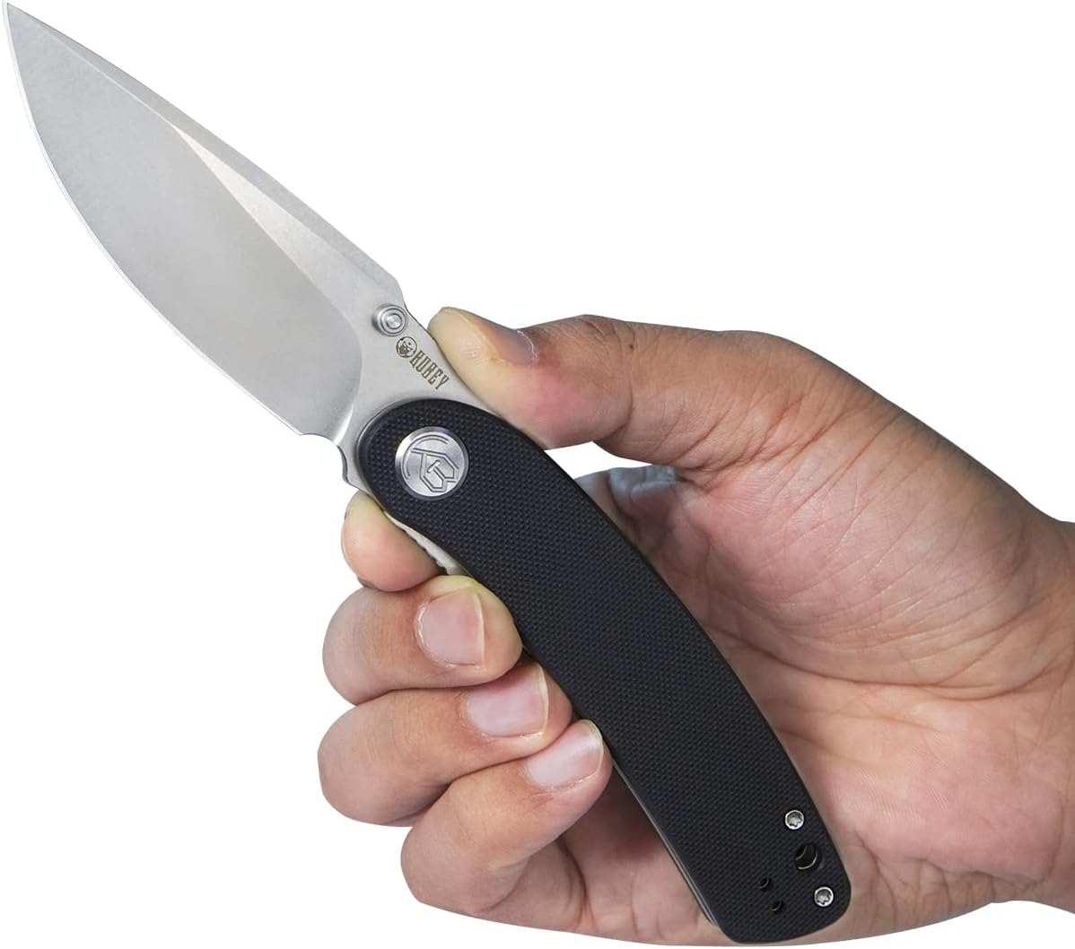 Kubey Momentum KU344 Everyday Carry Pocket Knife, 3.43-Inch 14C28N Blade G10 Handles with Dual Thumb Studs and Reversible Clip for Outdoor Hunting Camping (Black)
