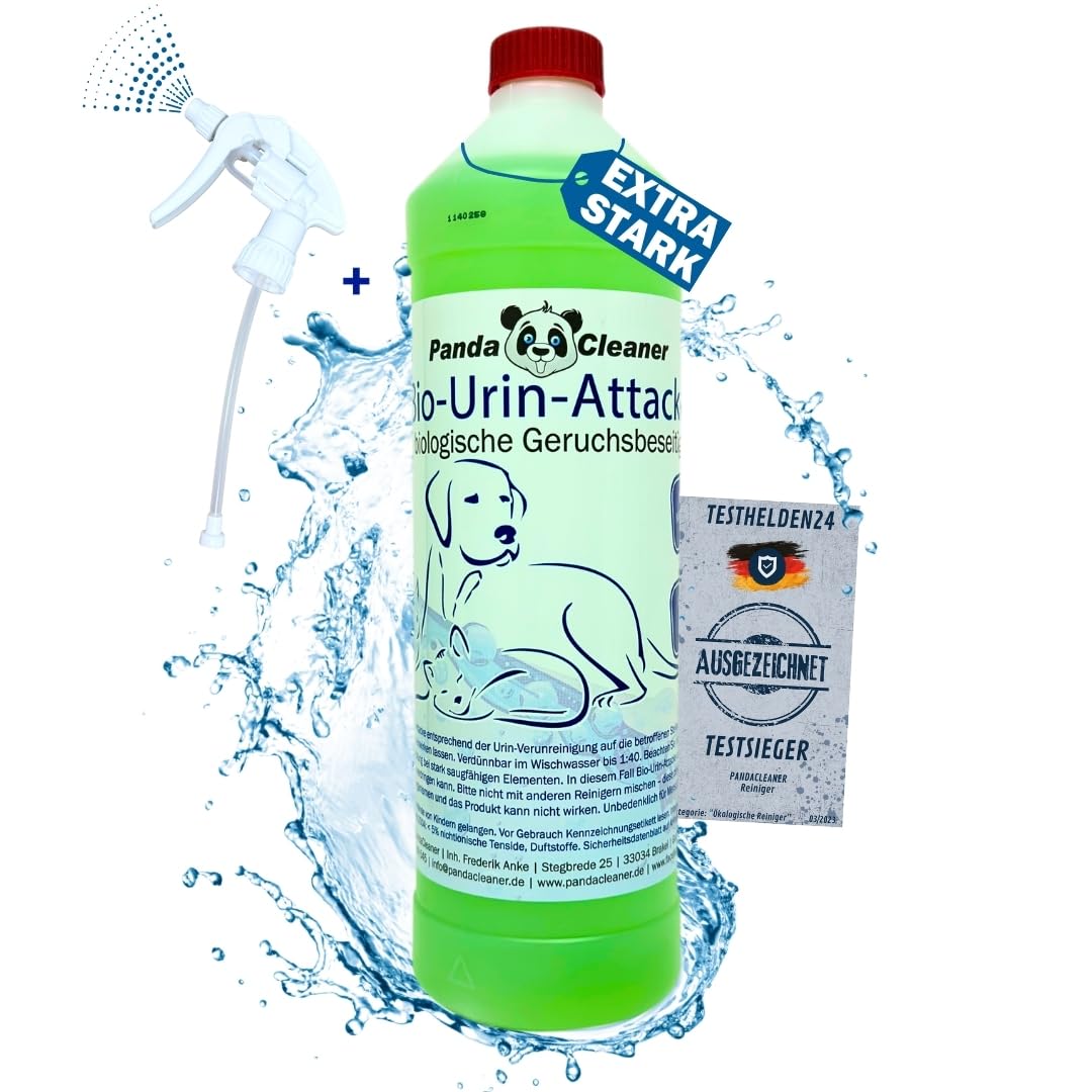PandaCleaner® Bio-Urin Attack Odour Remover/Smell Neutraliser - 1000ml Concentré repulsif chat interieur - Élimination biologique des odeurs animales