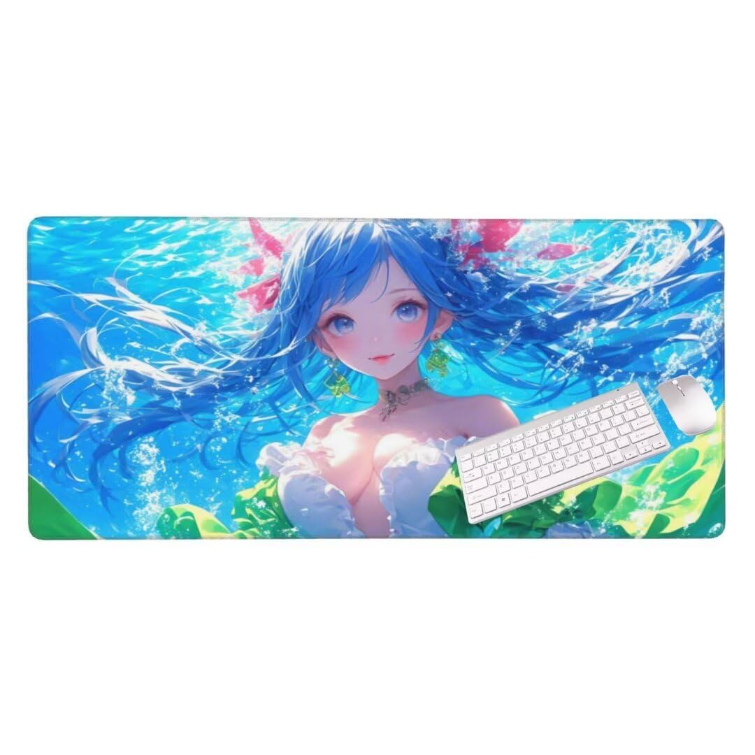 Alfombrilla de ratón 1400x600x3 MM, Alfombrilla Ratón XXL Extendida de Gran Tamaño con Bordes Cosidos, Base de Goma Antideslizante Almohadilla para Teclado, La Belleza del Agua S-4511