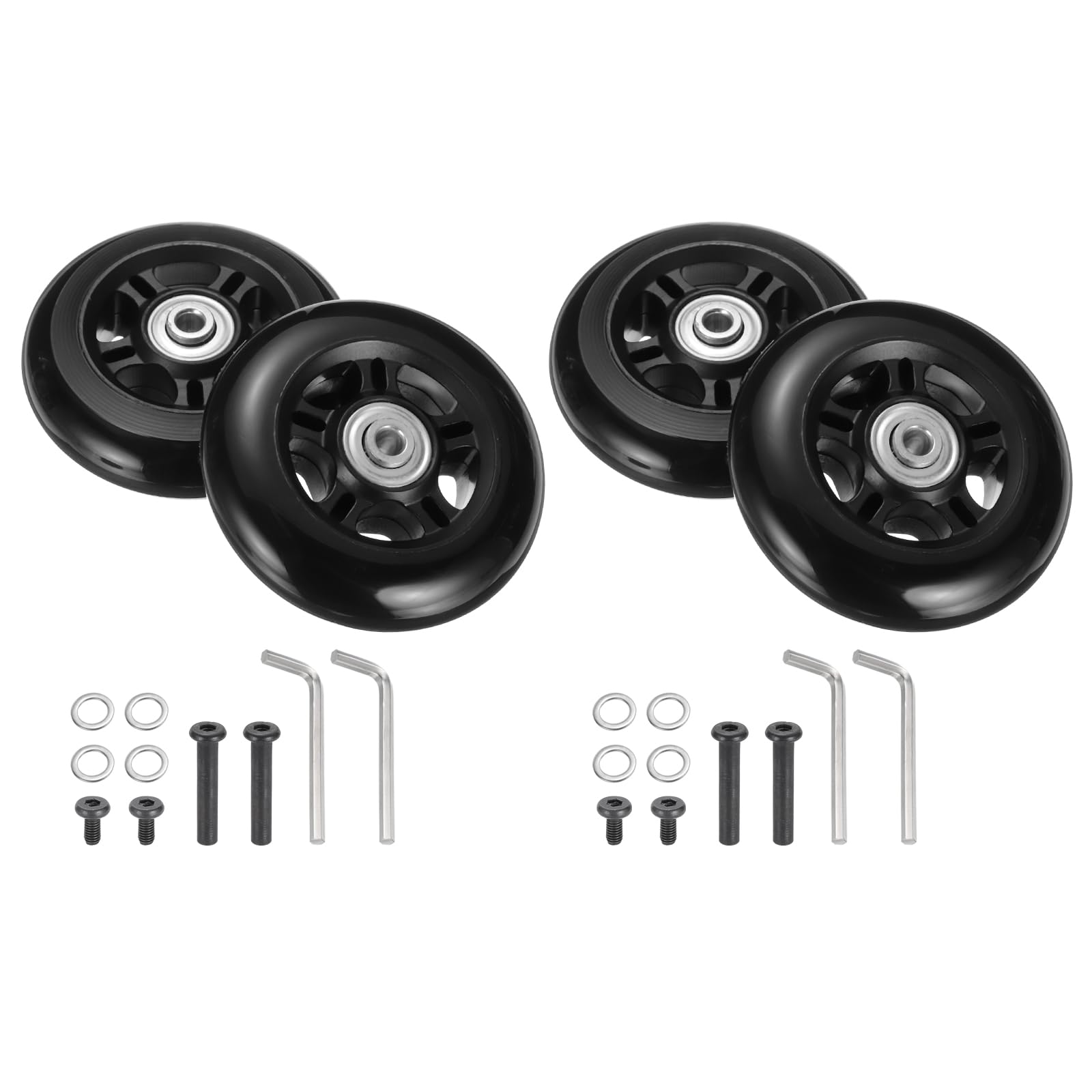 Zestaw 1 Bagaż Koła Zamienny 84 x 24 mm/3.3" x 0.9" Guma Skrętny Kółko jezdne Łożysko Koła Naprawa Ekwipunek do Walizka Inline Zewnętrzny Skate,Czarny