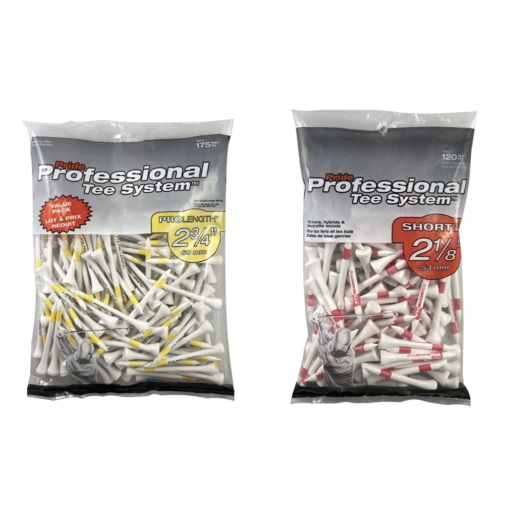 Pride Professional Tee System, 2 ¾ inch ProLength Tee, 175 Count & Unisex golf tees, Bag of 120 UK