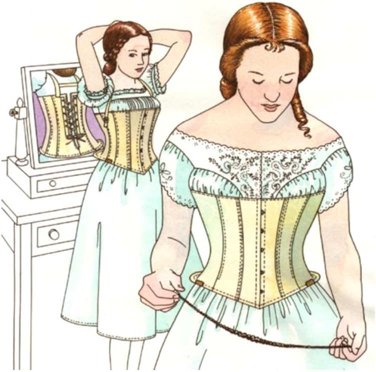 Past Patterns 0703-1860s Skirt Supporting Corset Sewing Pattern Bust Sizes 32-48