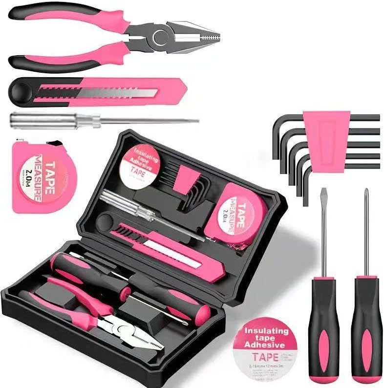 39/13-piece home decoration tool set, including screwdrivers, pliers, hex wrenches, etc., which is very suitable for handy workers and craft enthusiasts (13 pieces/pink)