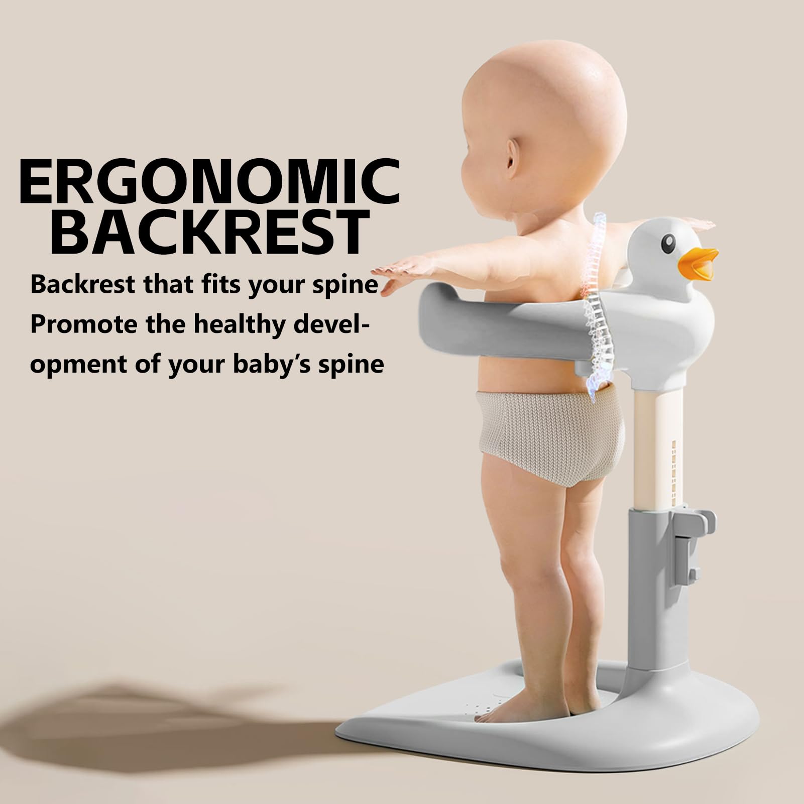 Soporte de Bañera para Bebé, Ducha para Niños de Pie, Soporte Ducha con Base Antideslizante y Asa de Seguridad para Niños de 8 a 36 Meses, Ideal para Duchas de Bebé y Viajes (amarillo)