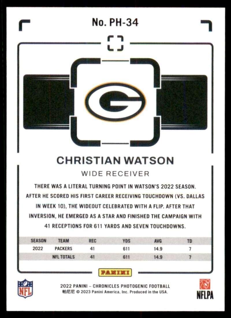 2022 Panini Chronicles Photogenic #34 Christian Watson Green Bay Packers RC Rookie Card Official NFL Football Card in Raw (NM or Better) Condition