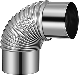 Chimney Exhaust Wood Stove Chimney kit Elbow Stove Flue Flexible 90 Degree 6 inch Flexible Hose Stainless Steel Exhaust Air Hose Metal