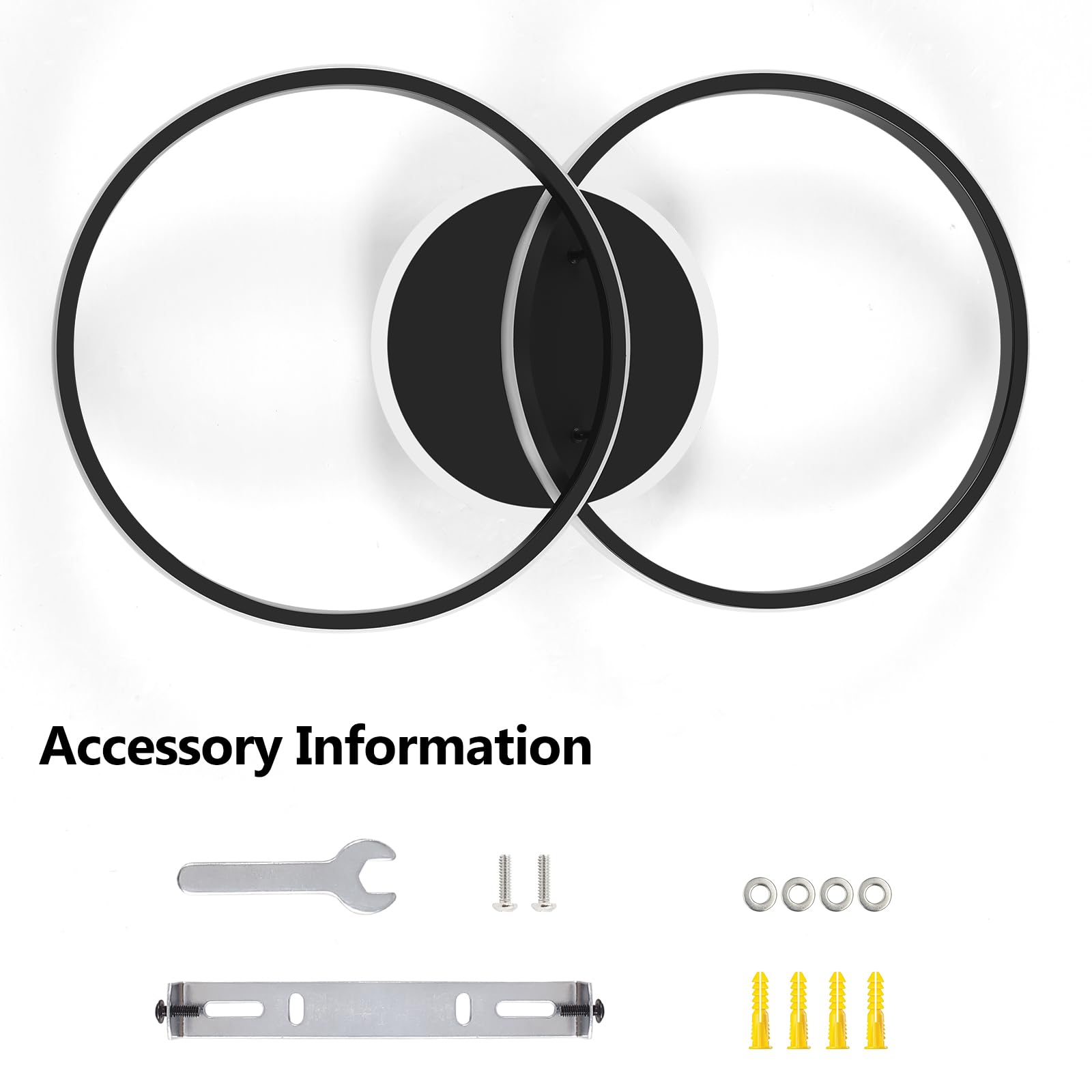 Plafonnier LED Moderne 36W, 3000K/4500K/6500K Lampe Plafond 4320lm CRI≥80, Luminaire Plafonnier pour Salon, Chambre, Bureau, Cuisine et Couloir avec Fonction Mémoire Noir