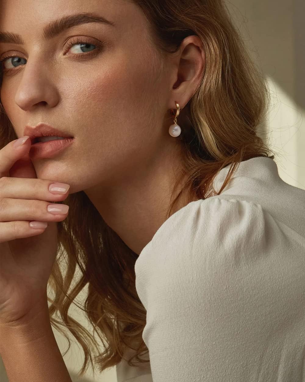 SOFYBJA Small 18K Gold Plated Huggie Hoop Earrings Drop Dangle Post Earrings Hanging Lightweight Handmade Jewelry for women - Image 5