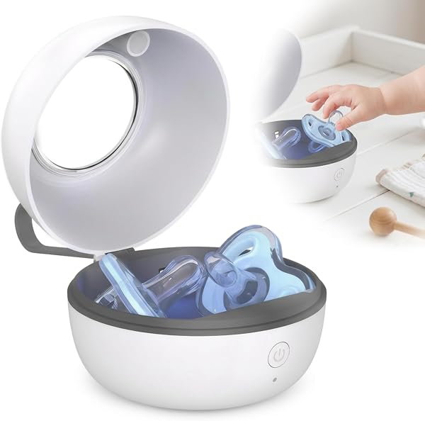 Portable UV Dummy Steriliser Box, Baby Pacifier Sanitiser 99.99% Sterilisation in 3 Minutes USB Type-C Rechargeable Travel for Dummies, Dentures, Braces Small Items for On-The-Go - 1