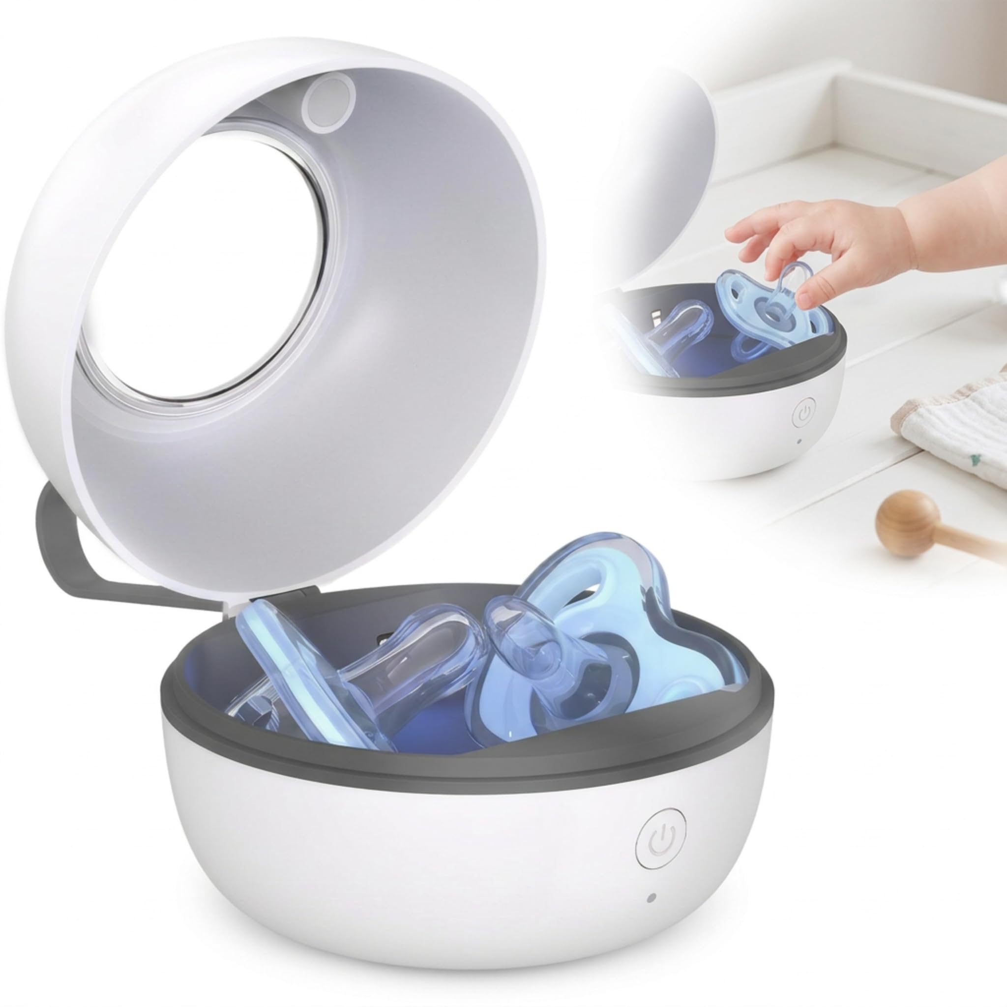 Portable UV Dummy Steriliser Box, Baby Pacifier Sanitiser 99.99% Sterilisation in 3 Minutes USB Type-C Rechargeable Travel for Dummies, Dentures, Braces Small Items for On-The-Go