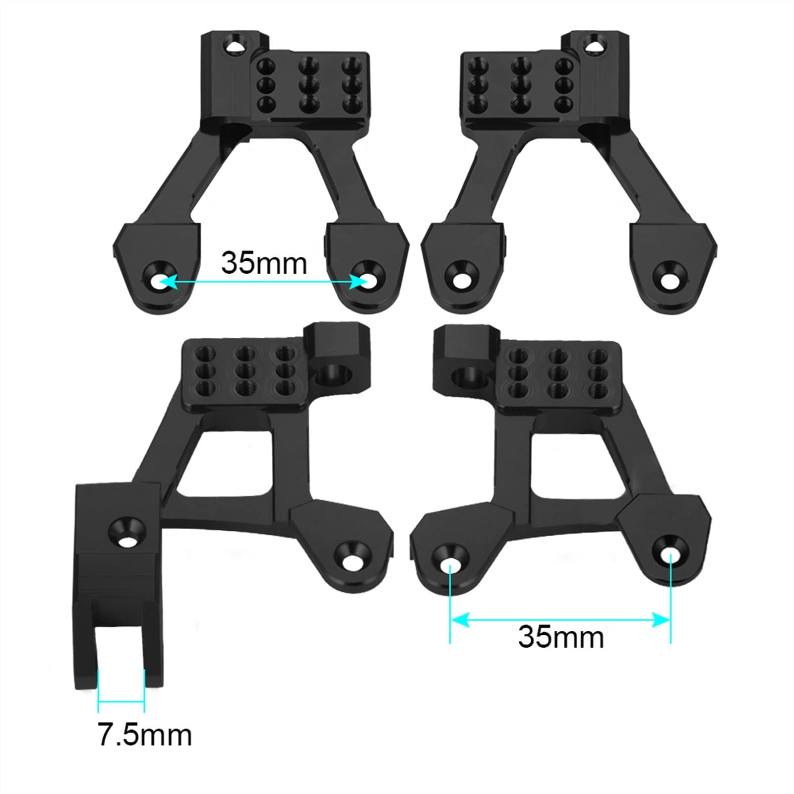 RC Car Metal Shock Mount tylne i przednie amortyzatory wieże 1:10 RC Crawler Axial SCX10 II 90046 Zdalny amortyzator samochodowy(Schwarz)