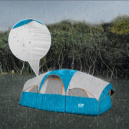 Image of CAMPROS CP Tent 8 Person Camping Tents, Weather Resistant Family Tent, 5 Large Mesh Windows, Double Layer, Divided Curtain for Separated Room, Portable with Carry Bag
