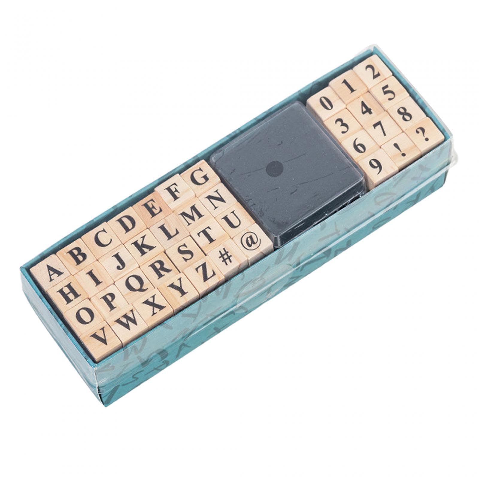 Lot de 10 tampons en bois avec lettres de l'alphabet et chiffres pour scrapbooking fournitures dessin journal style A
