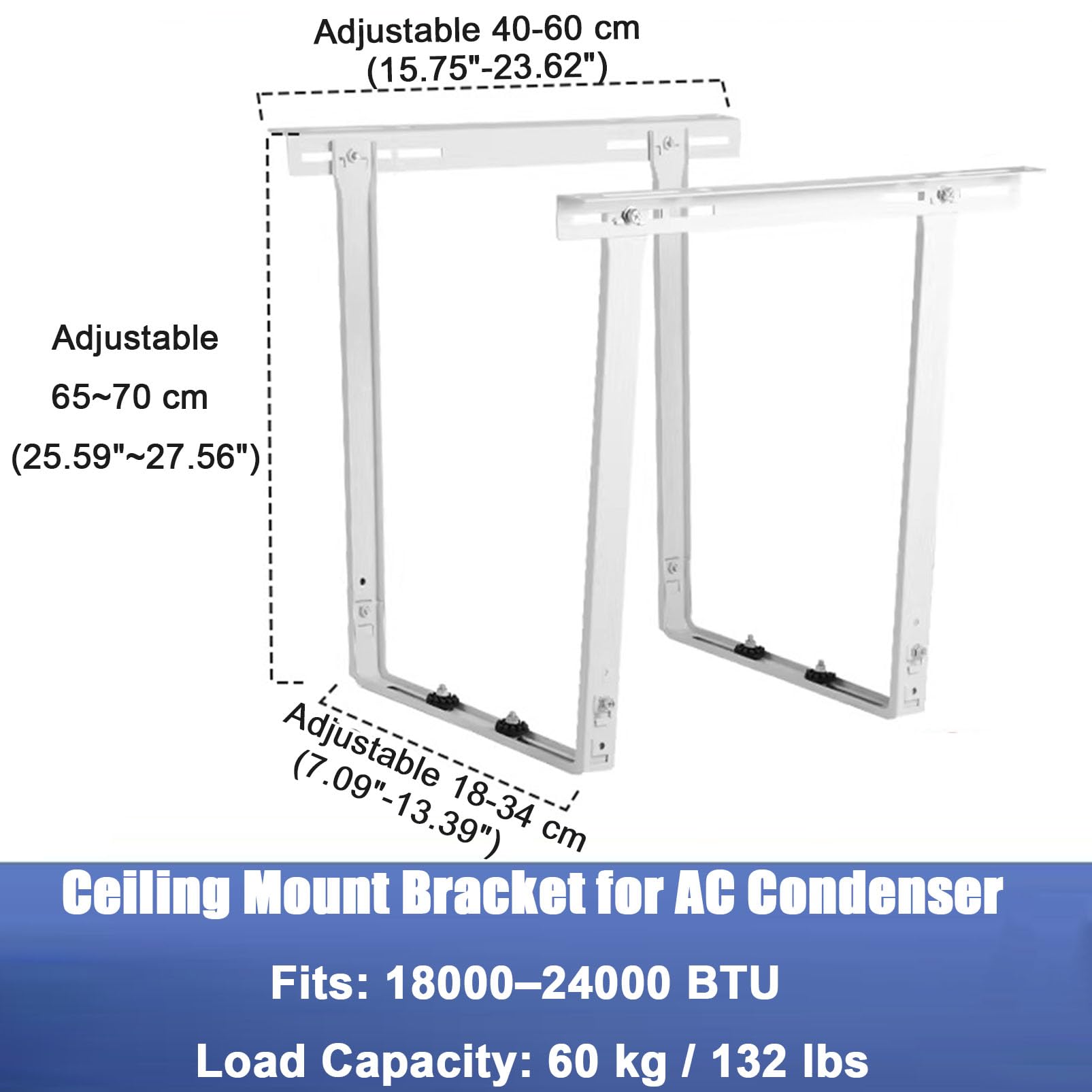 Soporte de Techo para Bomba de Calor & Aire Acondicionado Mini Split de Acero Resistente - 132LBS Ajustable para Condensador 9000-24000 BTU, Soporte Antivibraciones para Compresores & Sistemas HVAC