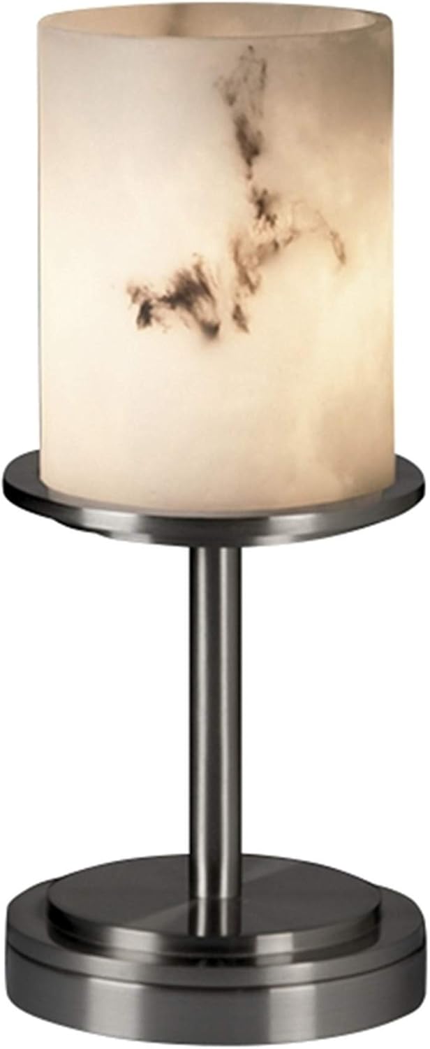 Justice Design Group LumenAria 1-Light Table Lamp - Brushed Nickel Finish with Faux Alabaster Resin Shade