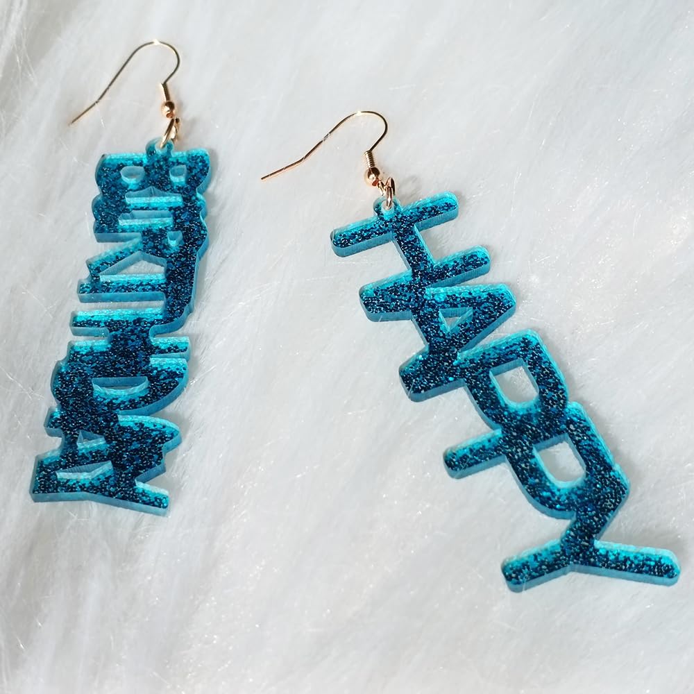 Colorful Happy Birthday Earrings Letter Acrylic Dangle Earrings Sparkle Birthday Celebration Jewelry Gifts for Women - Image 3