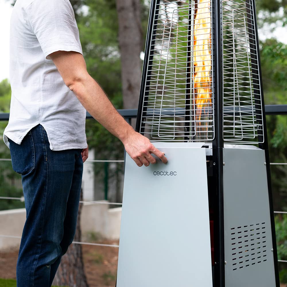 Cecotec Chauffage extérieur Ready Warm 8900 Outdoor Microclimate. 13000 W, Au gaz butane ou propane en forme de pyramide et effet torche