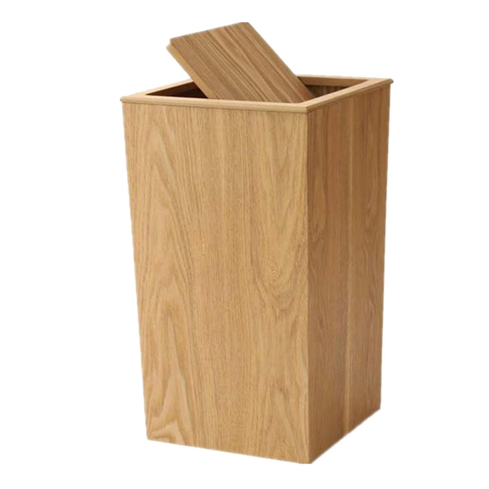 Sharplace Nordischer Mülleimer mit Deckel, 20 l, Vorratseimer, großer Mülleimer, Recyclingbehälter aus Massivholz, für Wohnzimmer, Arbeitszimmer, Büro, Helles Holz
