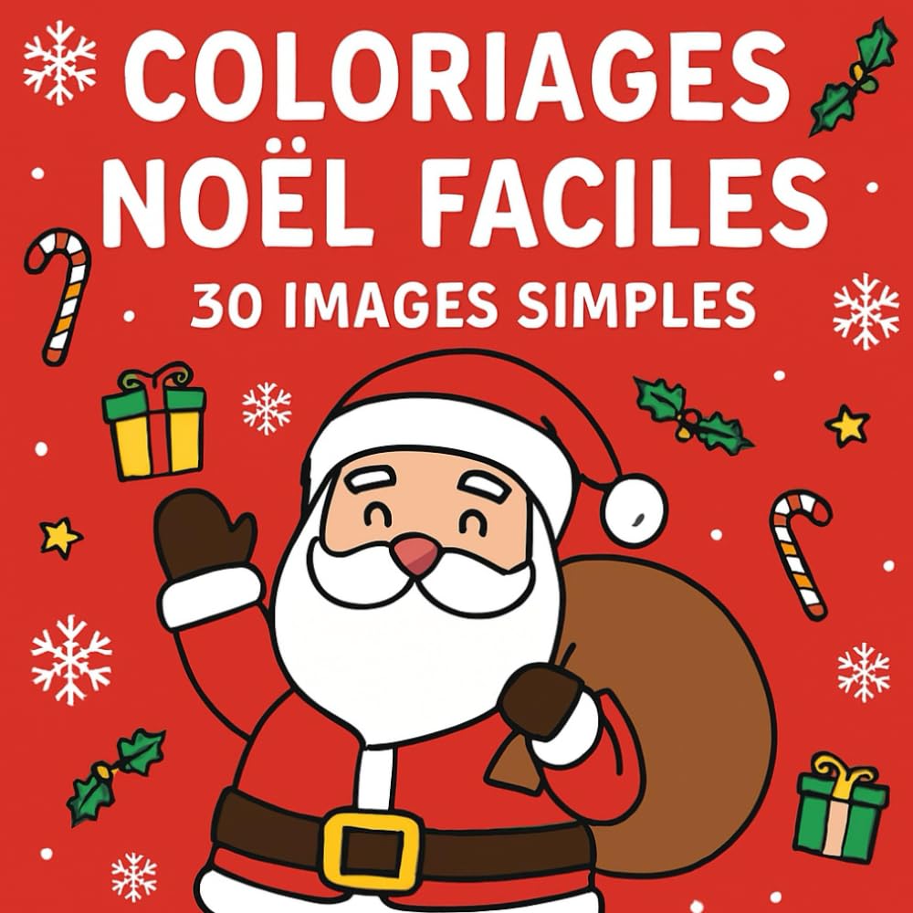 Coloriages Noël Faciles – 30 Images Simples: Dessins grands et épais pour enfants – Activités de Noël, animaux mignons & décorations festives (Christmas Coloring & Activities Series)