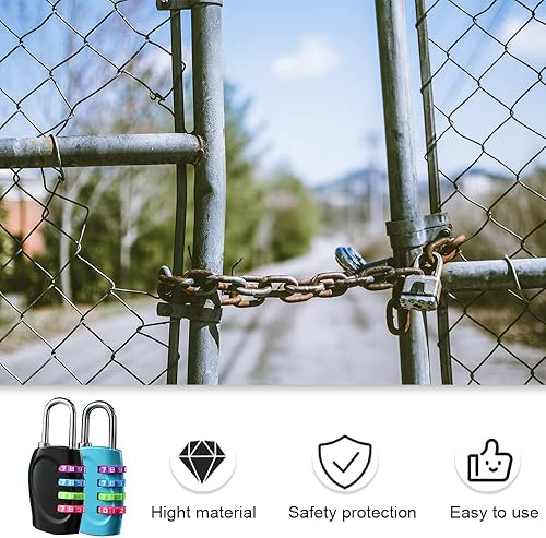Miniatura 7 de TAORANJU Paquete de 2 cerraduras de combinación, cerradura de casillero de 4 dígitos reiniciable, cerradura combinada para exteriores, impermeable,