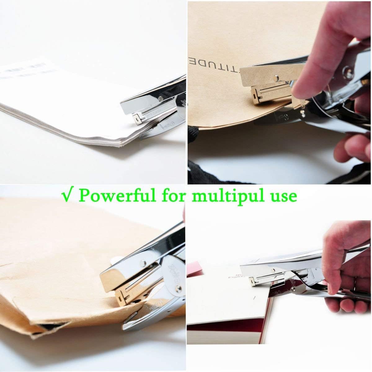 ONDY Plier Stapler Heavy Duty Office Stapler Hand Held 20-Sheet Stapler Papers Stapling Machine with 1000 Staples and Staple Remover Tool, Silver