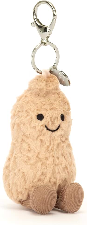 Jellycat Amuseables - Erdnuss-Taschen-Abalorio, 11,4 cm, Plüsch-Schlüsselanhänger für Lebensmittel, 