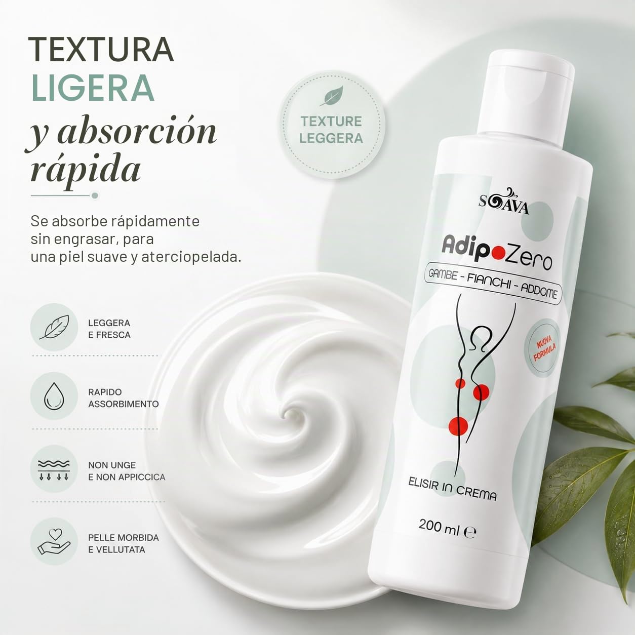 AdipoZero Crema Reductora Anticelulítica 800ml AlohaLabs | Efecto Tonificante y Reafirmante, Fórmula Drenante, Para Piernas, Glúteos y Abdomen, Textura Ligera