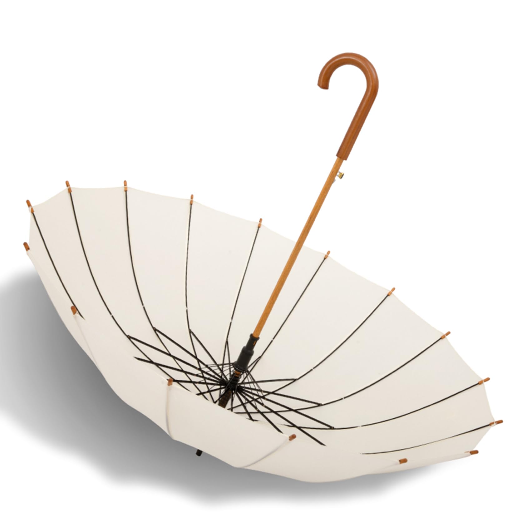 Drewniany parasol golfowy, 40 cali, wiatroszczelny, klasyczny, haftowany, na wesele, 16 żeberek, łuk vintage, drewniany uchwyt, uchwyt samochodowy, uchwyt hakowy