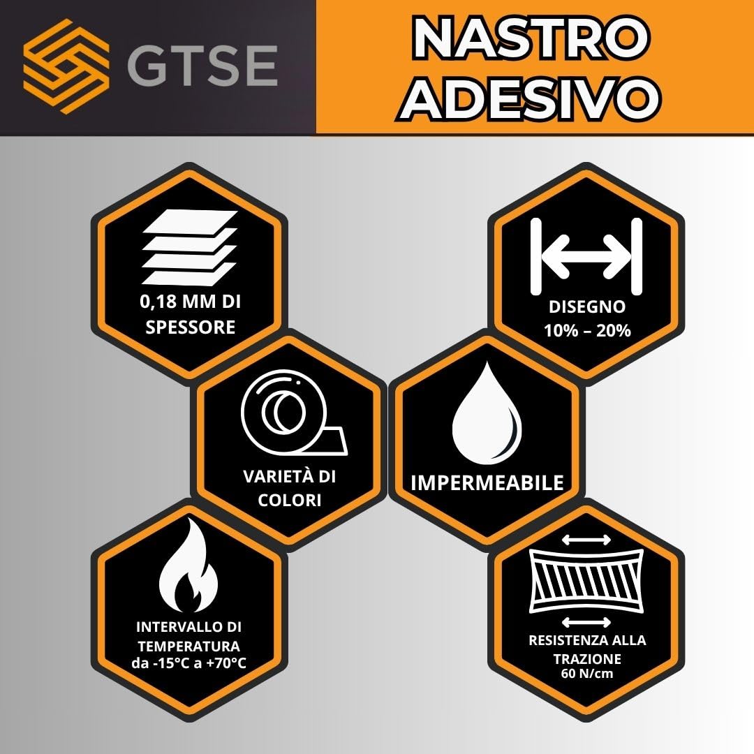 GTSE - Nastro Adesivo da Imballaggio 48 mm x 50 m argento 12 Rotoli | Fascette in nylon resistenti e autobloccanti - Multiuso, per casa, ufficio, garage e fai da te