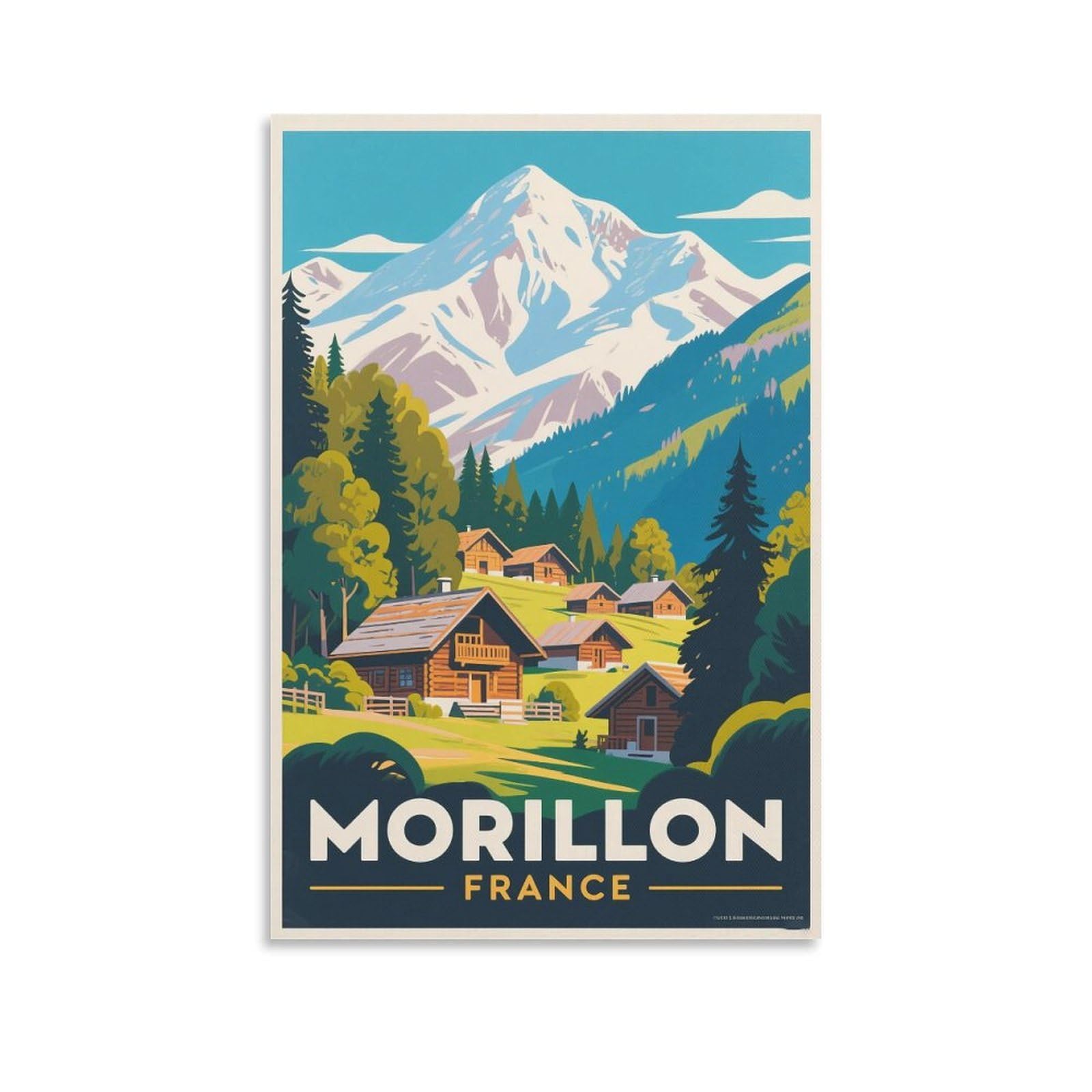 Fjiwecwsq Unframe-Style Morillon France Vintage Travel Posters 12X18inch(30X45cm) Canvas Wall Art Painting Prints