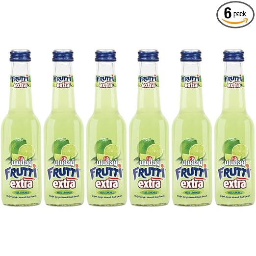 ULUDAG Frutti Extra Sparkling Natural Mineral Water and Mixer | NO PRESERVATIVES | SODA | Tonic Water | Lime Flavour (Pack of 6 Bottles , 250ML Each)