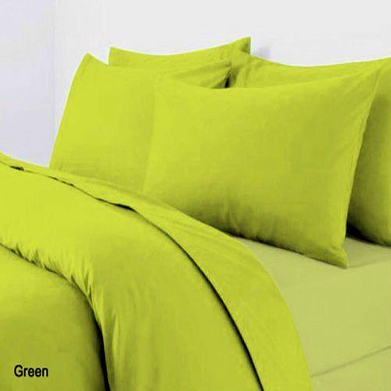 AR Textile Premium Quality Luxury Plain Dyed Poly Cotton Duvet/Quilt Cover in Single,Double,King, Super king Size, Non Iron, Easy Care Duvet Cover (Lime Green, Double)