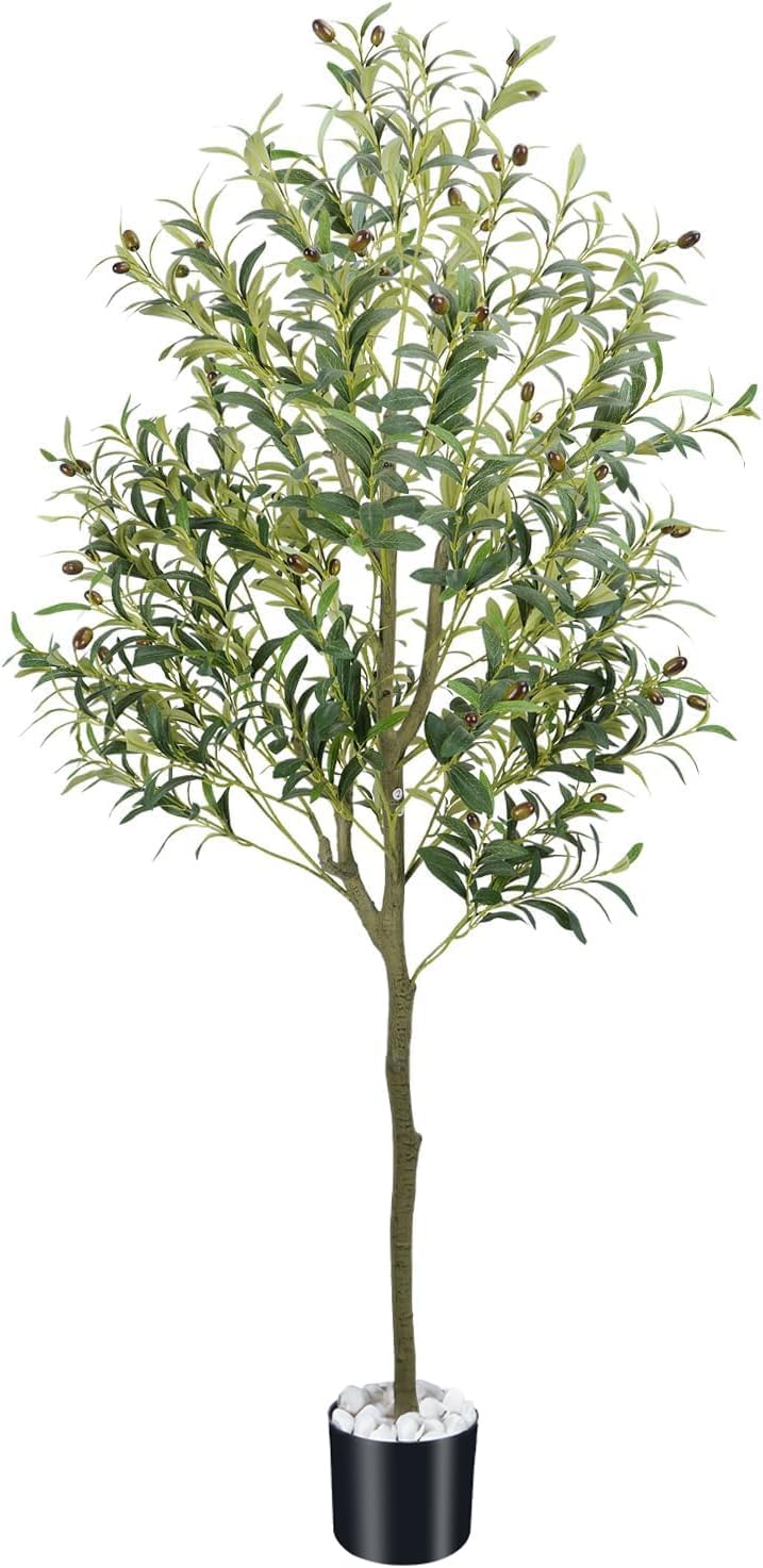 Olivier Artificiel 180 cm Grande Plante Verte Artificielle Faux Arbre Olivier Fausse Plante pour Maison Jardin Balcon Bureau et Décoration Intérieure et Extérieure