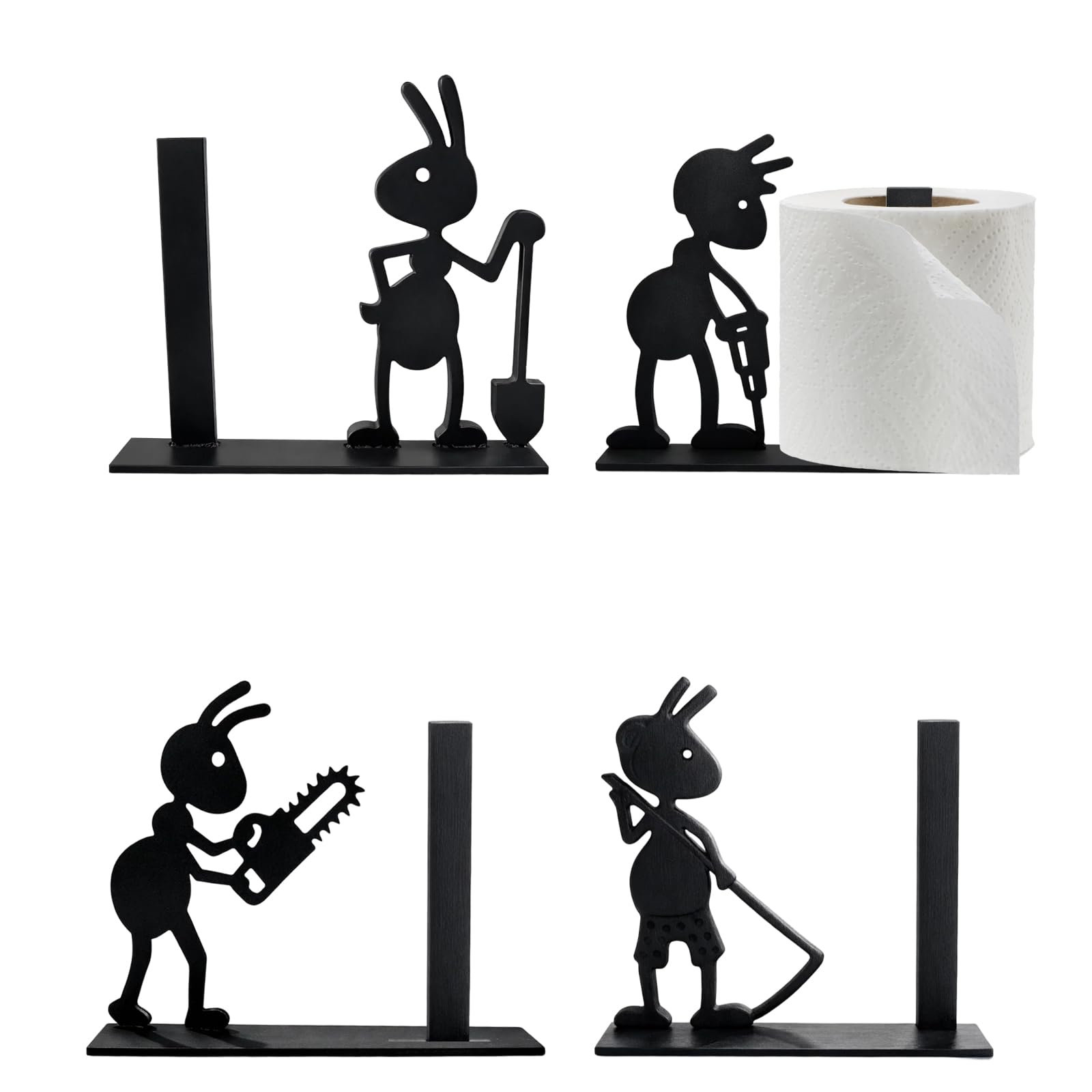 Funny Toilet Roll Holder, 4pcs Novelty Toilet Roll Holder, Toilet Roll Storage, Cute and Novelty Design for Bathroom Shower Room, Kitchen, Bedroom Decor and New Home Gift